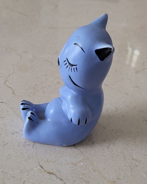 Gato azul sentado Lusitânia  carimbo antigo