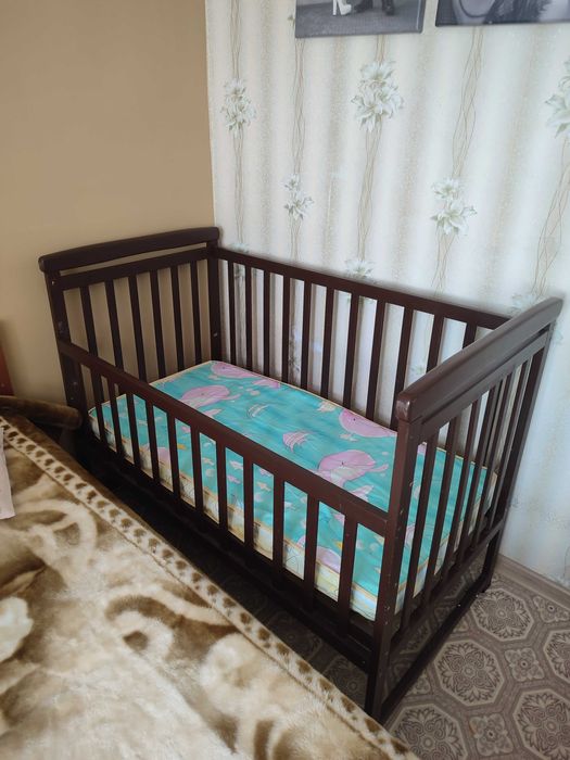 Ліжечко дитяче 60*120 дерев'яне з кокосовим матрацом