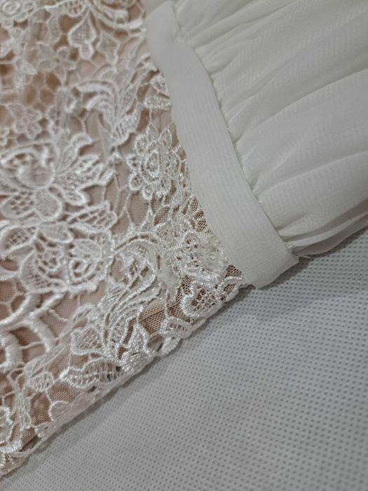 Suknia ślubna Boho, Ivory rozm. S / 34 / 36. Szyta na miarę.