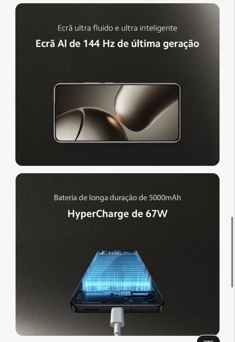 Xiaomi 14T com carregador e duas capas