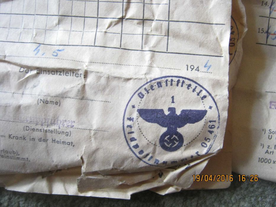 NIEMIECKIE dokumenty  z 1944