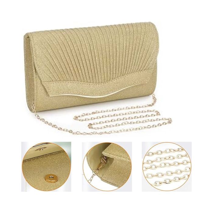 BAIGIO Damska Torebka Wieczorowa Złota Kopertówka Z Łańcuszkiem