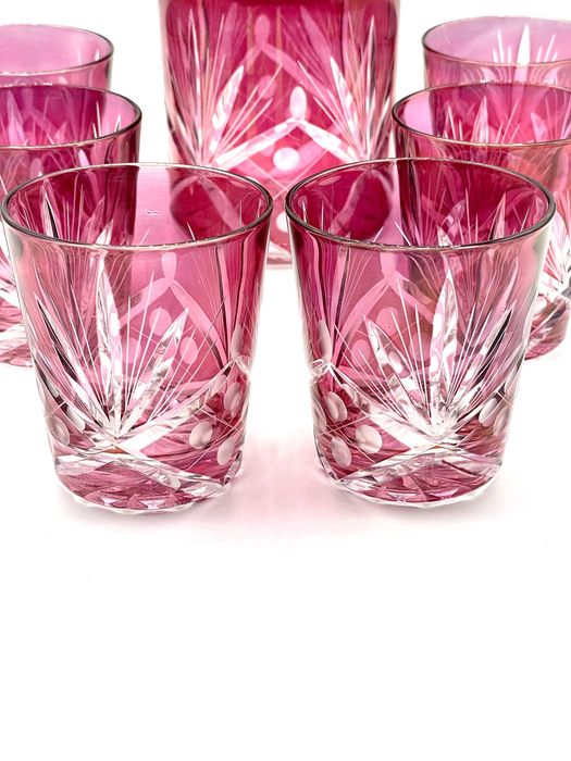 Conjunto copos cristal lapidados