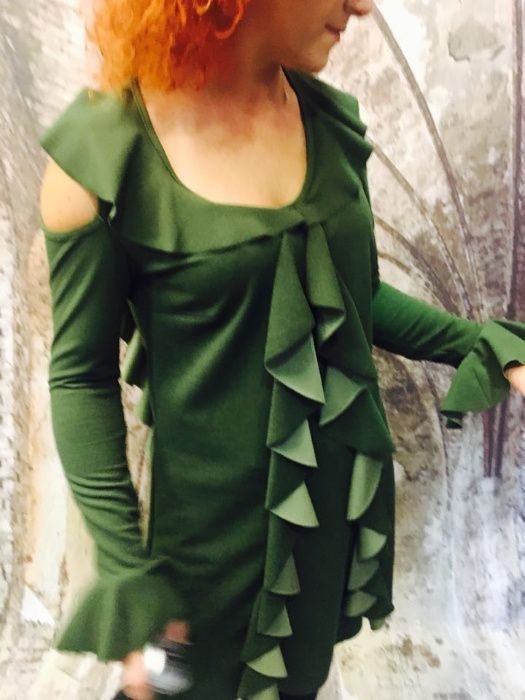 OKAZJA TANIO! sukienka BY O LA LA z falbanami i wycięciami S M L