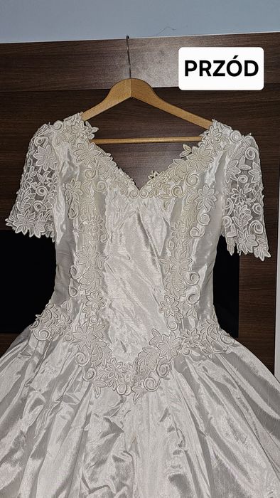 Suknia ślubna w stylu Vintage -  koronka -  r. 38-40 - do odświeżenia