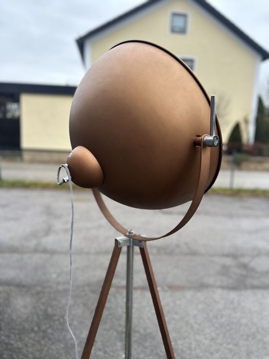 Lampa podłogowa reflektor na trójnogu miedź/złoto design