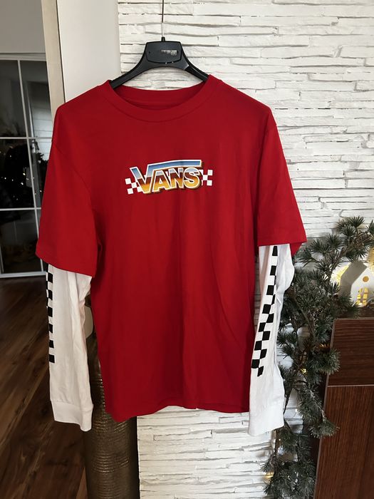 Koszulka bluzka T-shirt z długim rękawem czerwona chłopięca 164 VANS