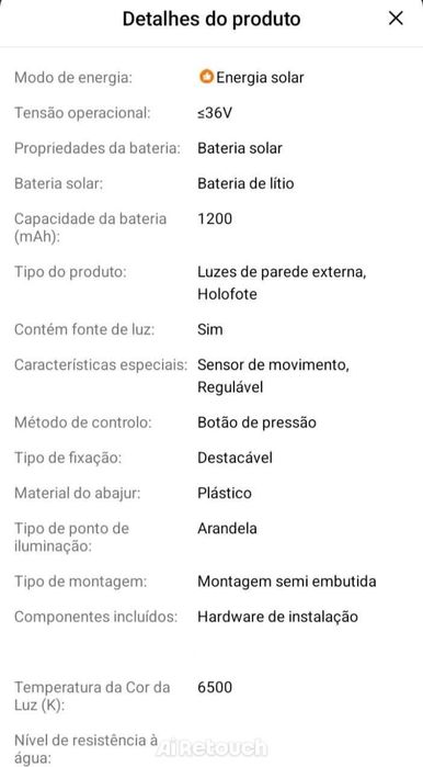 Holofotes Solares de Exterior com sensor a prova de água - Novos