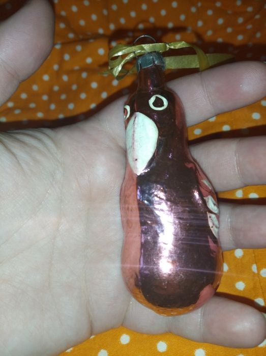 Винтажная ёлочная игрушка СССР розовые попугай фигурка украшения ворон