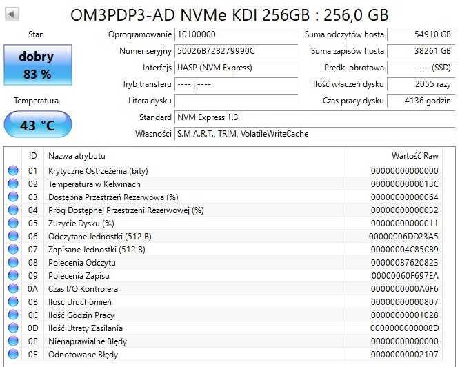 Kingston NVME Dysk 256GB OM3PDP3256B M.2 2230