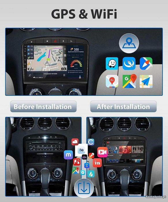 Auto-rádio 9" android 14 Peugeot 308 RCZ 408 de 2007 a 2013