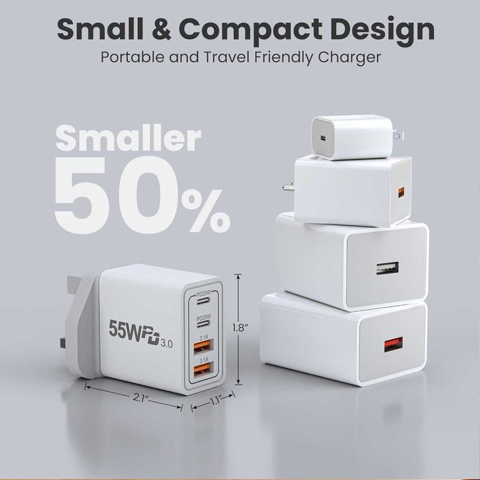 Szybka uniwersalna Ładowarka SIECIOWA 55W PD+QC 3.0 USB x3 + USB-C x3