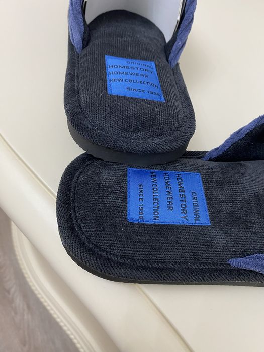 Чоловічі тапочки з відкритими пальцями Home Story,сині та сірі.