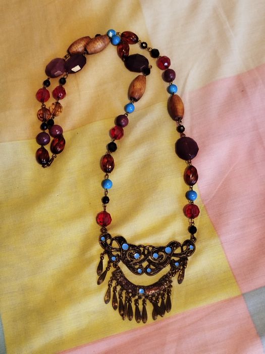 Naszyjnik turkusowy kolorowe korale