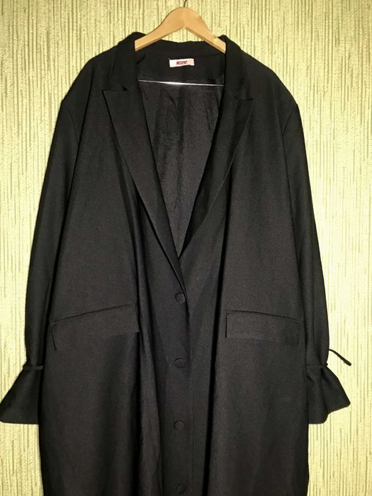 Довге чорне пальто оверсайз 60/66 розмір