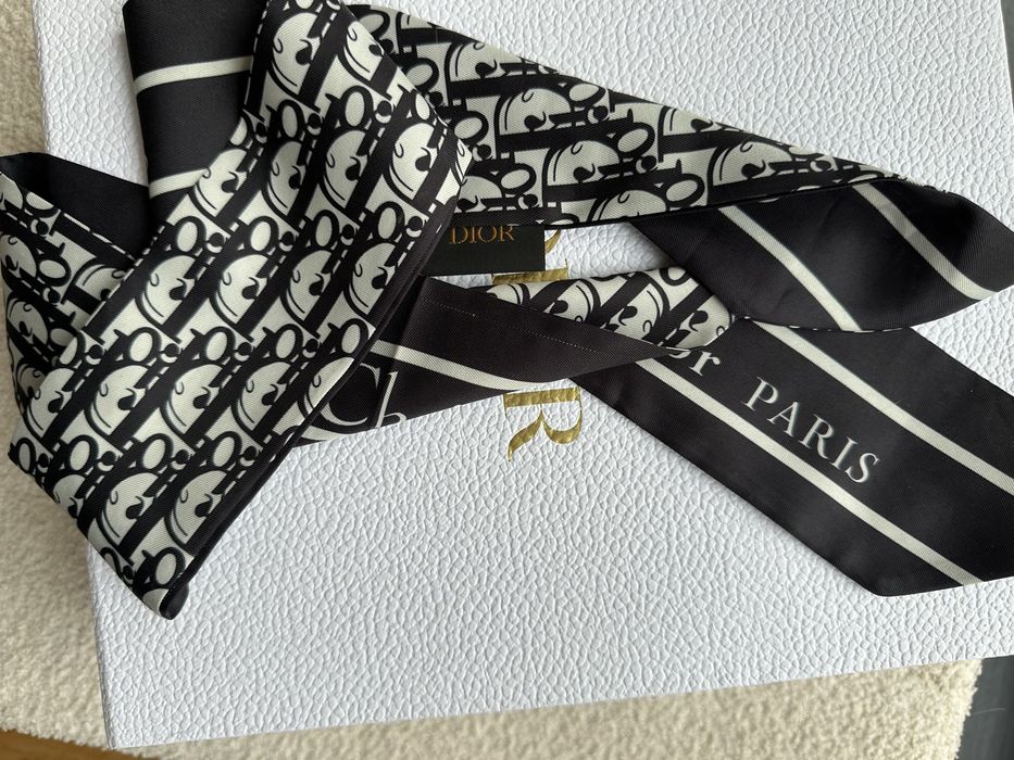 Christian Dior Mitzah Twilly jedwabna satynowa aksamitna apaska chustka szalik