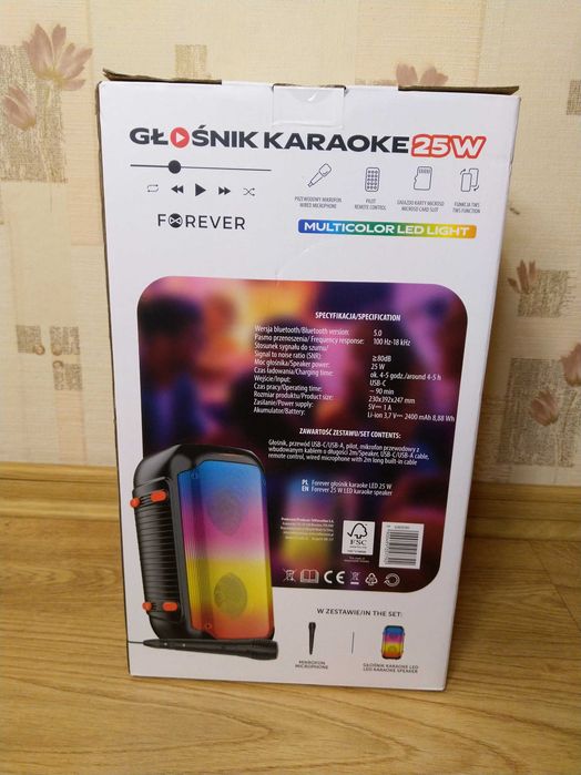 NAJTANIEJ Głośnik Karaoke Bezprzewodowy 25W + Pilot + Mikrofon Wysyłka