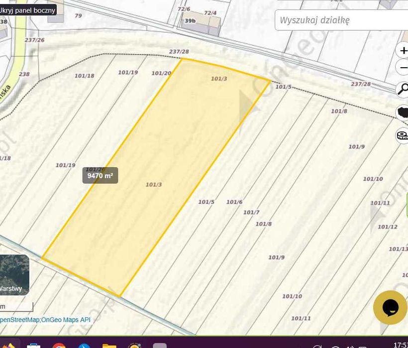 Wiązów działka 0,95ha