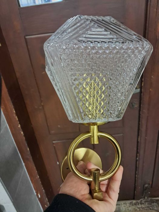 2 nowe piękne kinkiety, klosze ze szkła, mocowania chyba z mosiądz