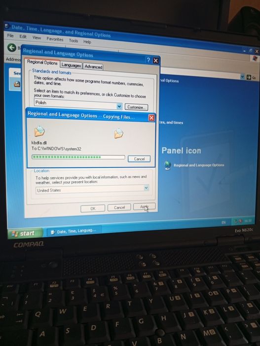 Stary Laptop compaq evo n620c Windows XP