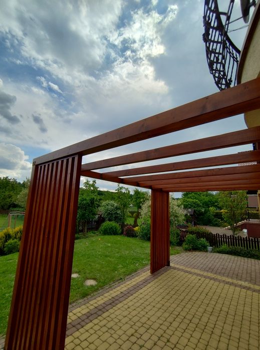 Zadaszenie tarasu, altana ogrodowa, pergola, balustrada, poliwęglan.