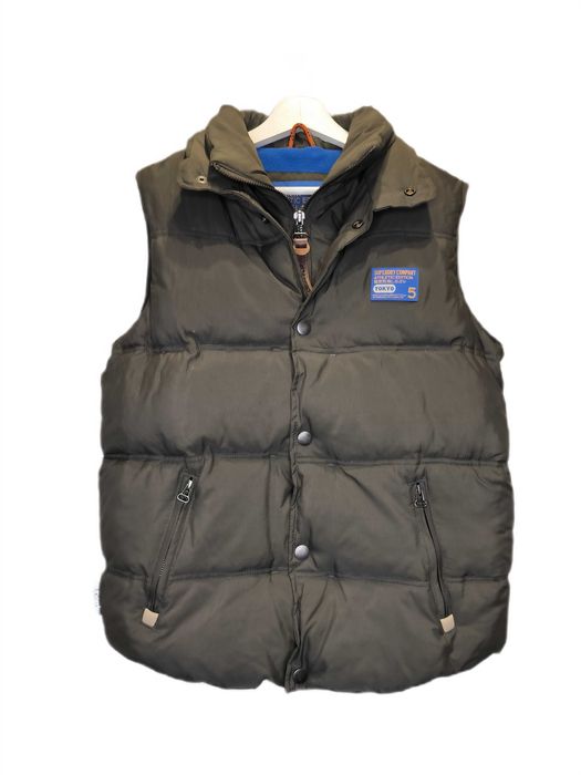 Kamizelka Puchowa Superdry Zimowa Ocieplana Bezrękawnik Logo Khaki