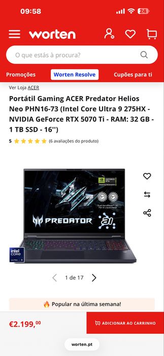Portatil Gaming Predator