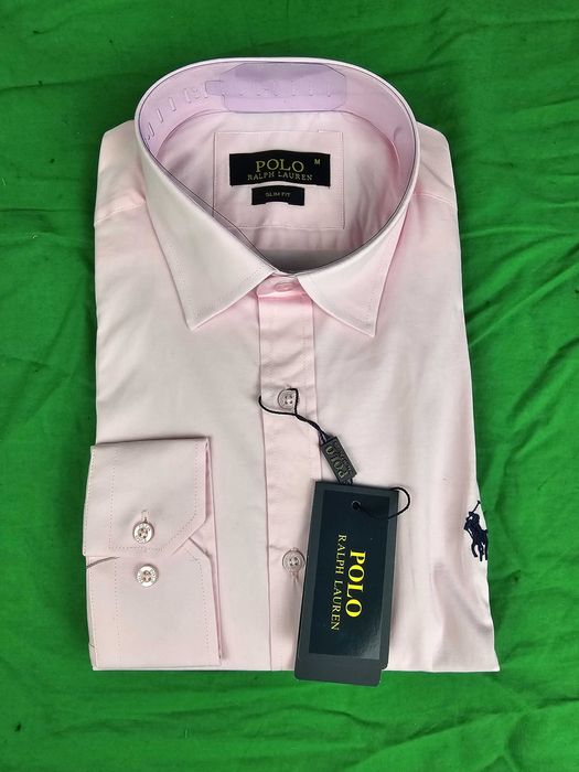 Koszule męskie M-3XL Slim Fit ralph lauren Premium różowa