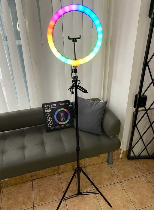 Кільцева лампа 33 см RGB зі штативом та тримачем для телефону