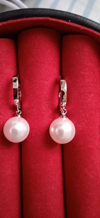Серьги серебряные 925 с жемчугом и цирконом, Новые