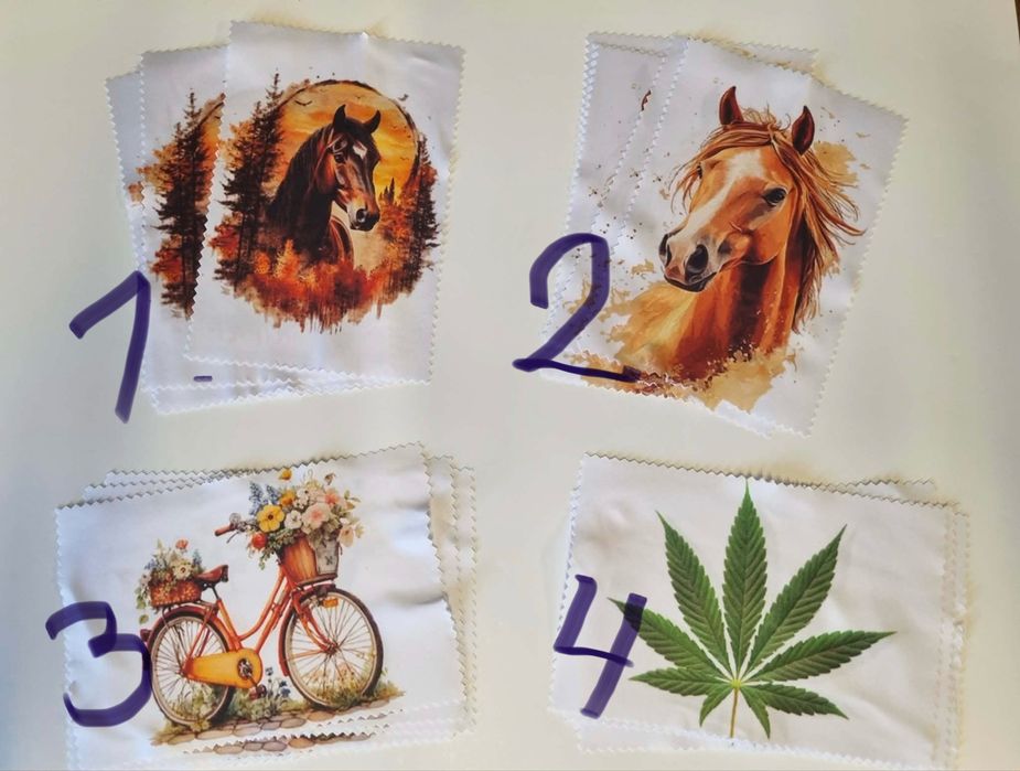 Chusteczki / ściereczki do okularów z kolorowym nadrukiem UV