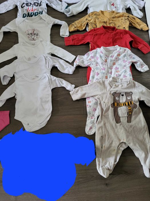 46szt paka ubrań rozmiar 62 dziewczynki unisex długie krótkie rękawy