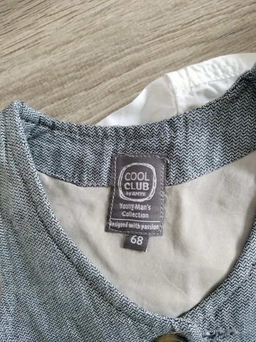 Elegancki komplet niemowlęcy koszula i kamizelka na chrzest