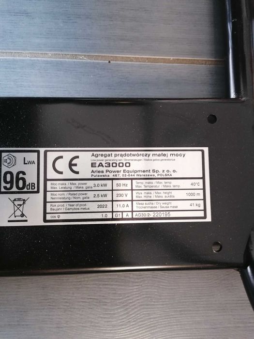 Agregat z silnikiem Honda EA3000 (3,0kW)