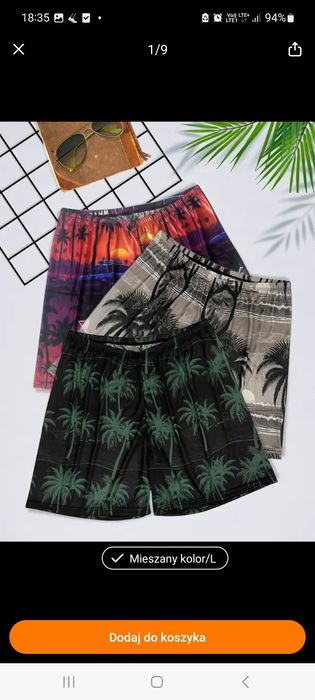 Krótkie spodenki letnie kąpielówki w palmy szorty