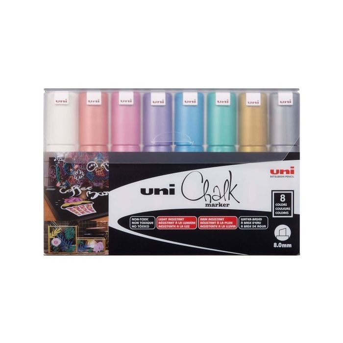 Markery Metaliczne Kredowe Pwe-8K 8 Kolorów Uni
