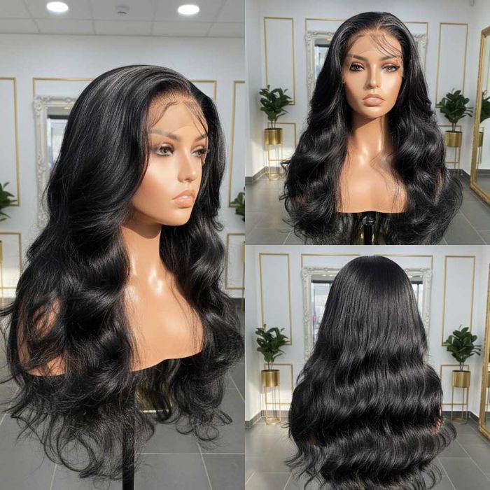 Długa Czarna Kręcona Peruka Na Koronkowej Siateczce Lace Front Wig