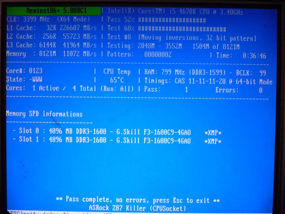 DDR3 8 GB (4+4GB) 1600Mhz