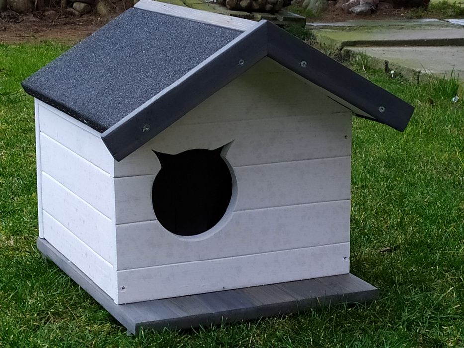 Buda Budy dla Kota Psa K7 SZARO-BIAŁA Malowana Ocieplona SKRĘCONA PR