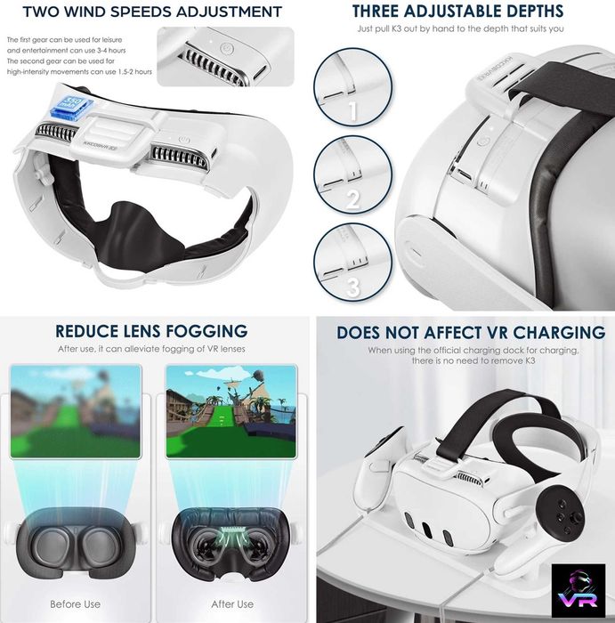 ‼️ Meta Quest 3 лицьова накладка з вентилятором, маска KKCOBVR Oculus
