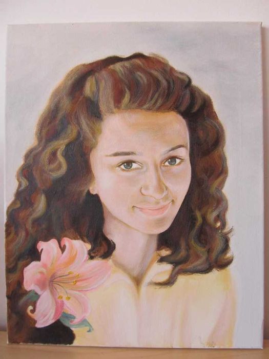 Retrato por foto, óleo sobre tela