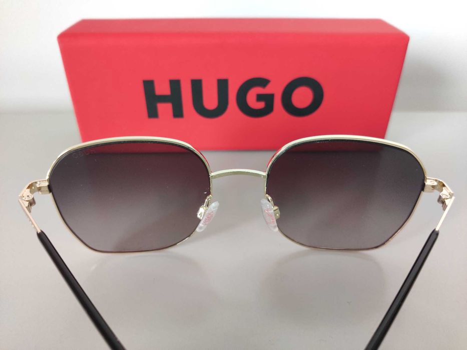 Óculos de sol HUGO BOSS espelhados cinza/dourado (novos)