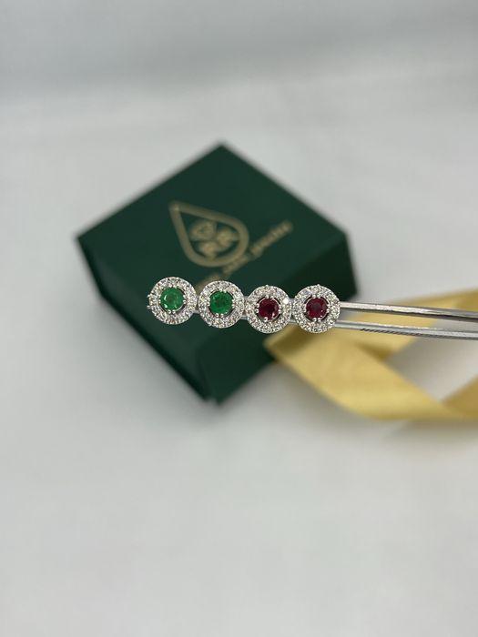 Серьги с изумрудом или рубином с бриллиантами золото 585