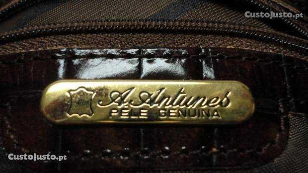 Mala de senhora em pele A. Antunes castanho