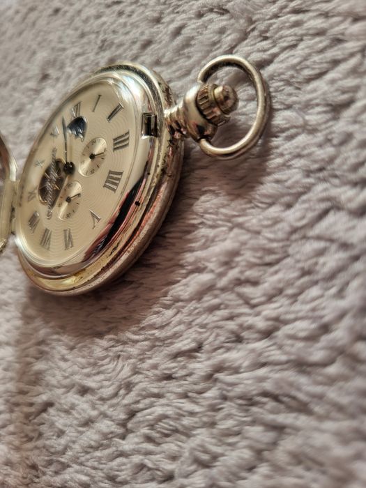 Mechaniczny Zegarek Kieszonkowy z Fazami Księżyca