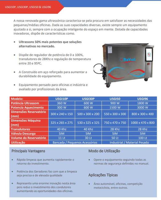 Máquina de Limpeza Ultrassom 100 Lts RAVIOL JL20