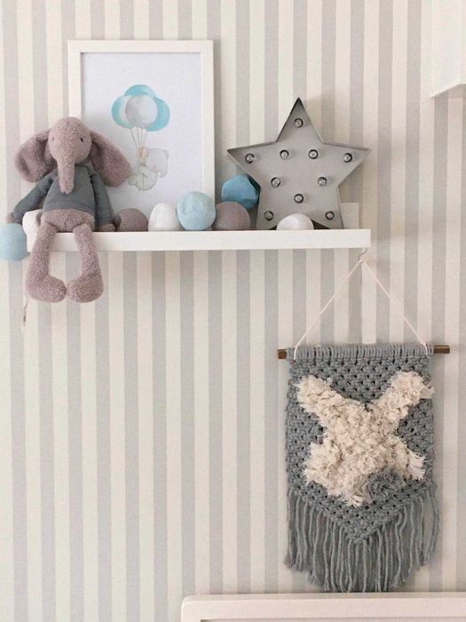 Painel Macramé Coelho Quarto Criança