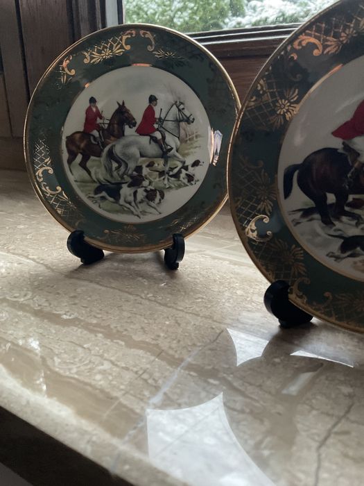 Talerzyki porcelanowe z motywem łowieckim/nowe