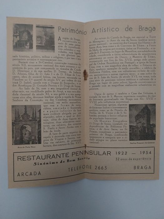 Braga - Roteiro Turístico 1954/55