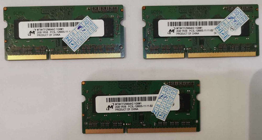 Pack Memórias RAM Micron 2GB 1Rx8 DDR3 (12800S)